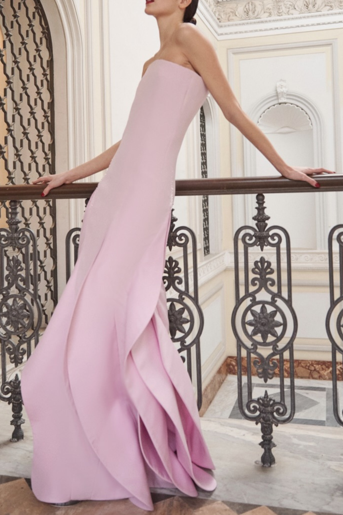 Brioni Strapless Petal Maxi Dress