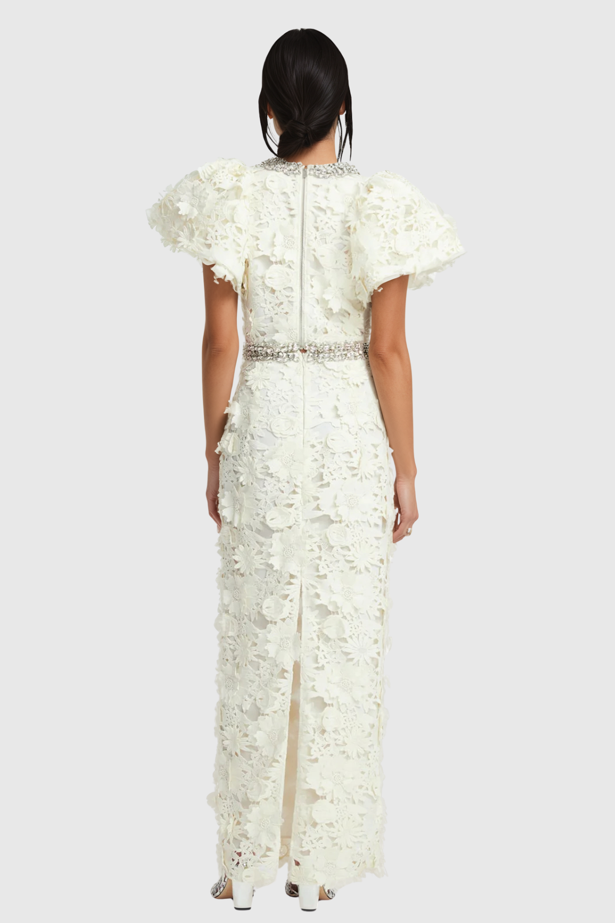 Broro Crystal Floral Lace Top & Maxi Skirt Set