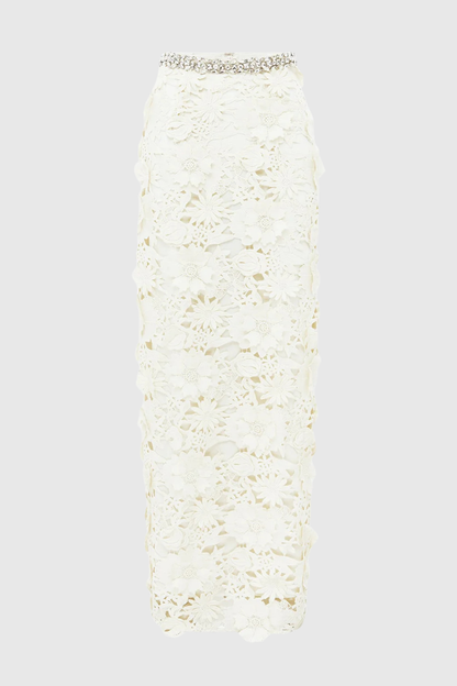 Broro Crystal Floral Lace Top & Maxi Skirt Set