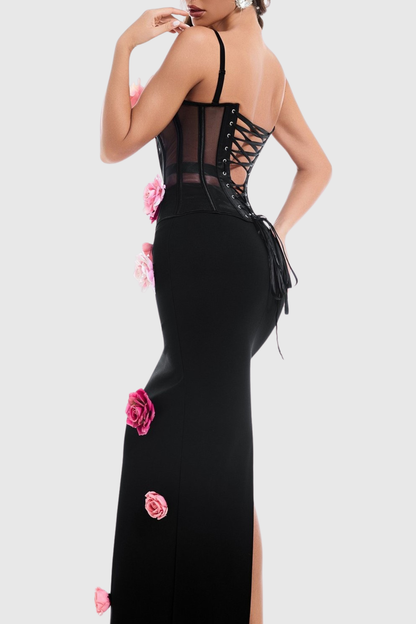 Brynle Floral Appliqué Corset & Maxi Skirt Set