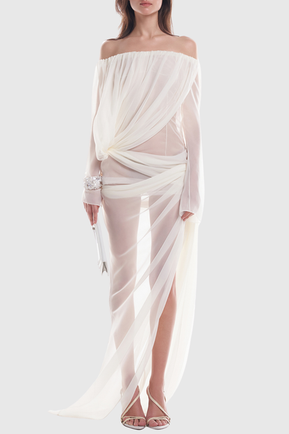 Bunga Off Shoulder Draped Maxi Dress
