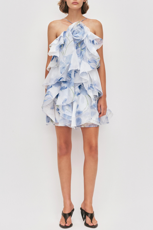 Buntaya Floral Halter Ruffle Mini Dress