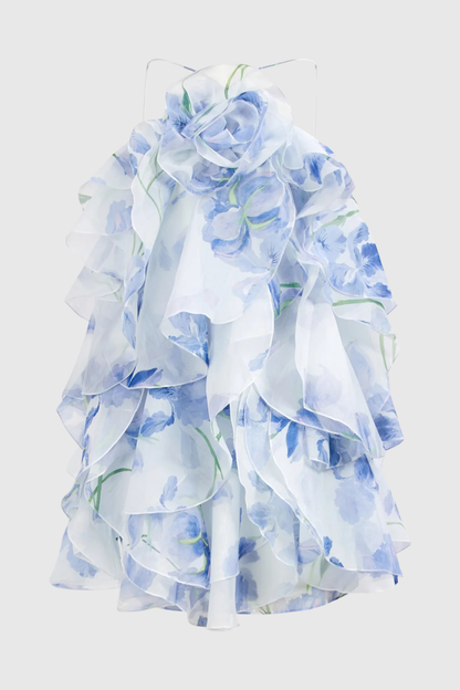 Buntaya Floral Halter Ruffle Mini Dress