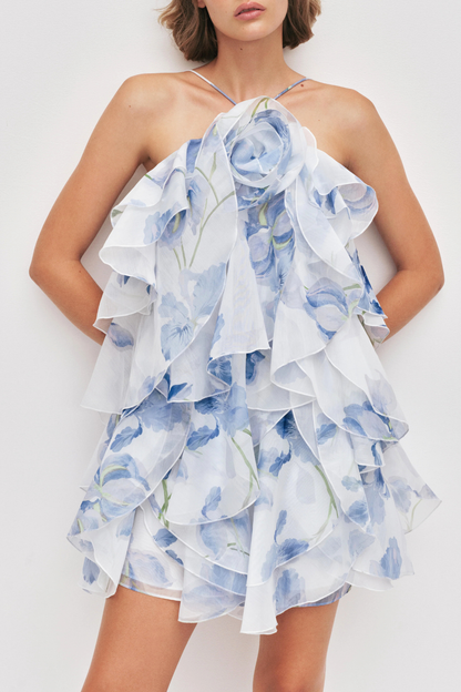 Buntaya Floral Halter Ruffle Mini Dress