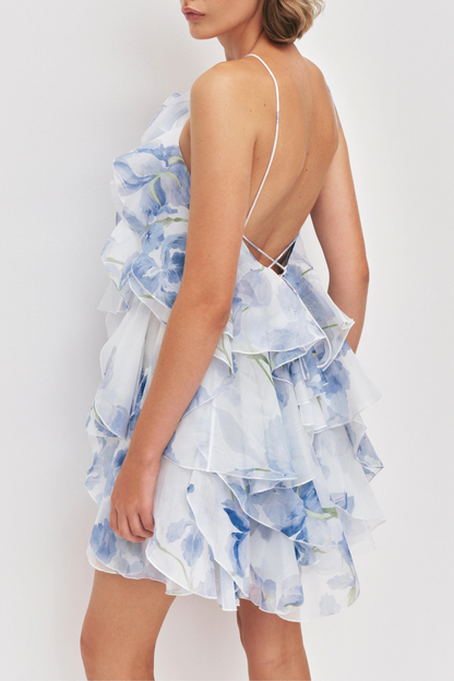 Buntaya Floral Halter Ruffle Mini Dress