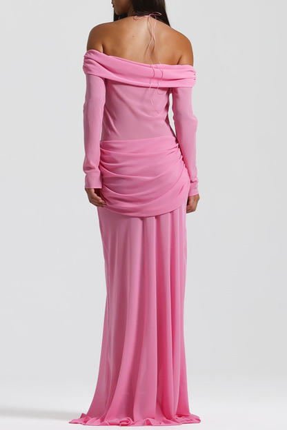 Burra Off Shoulder Knot Cutout Maxi Dress - Pink