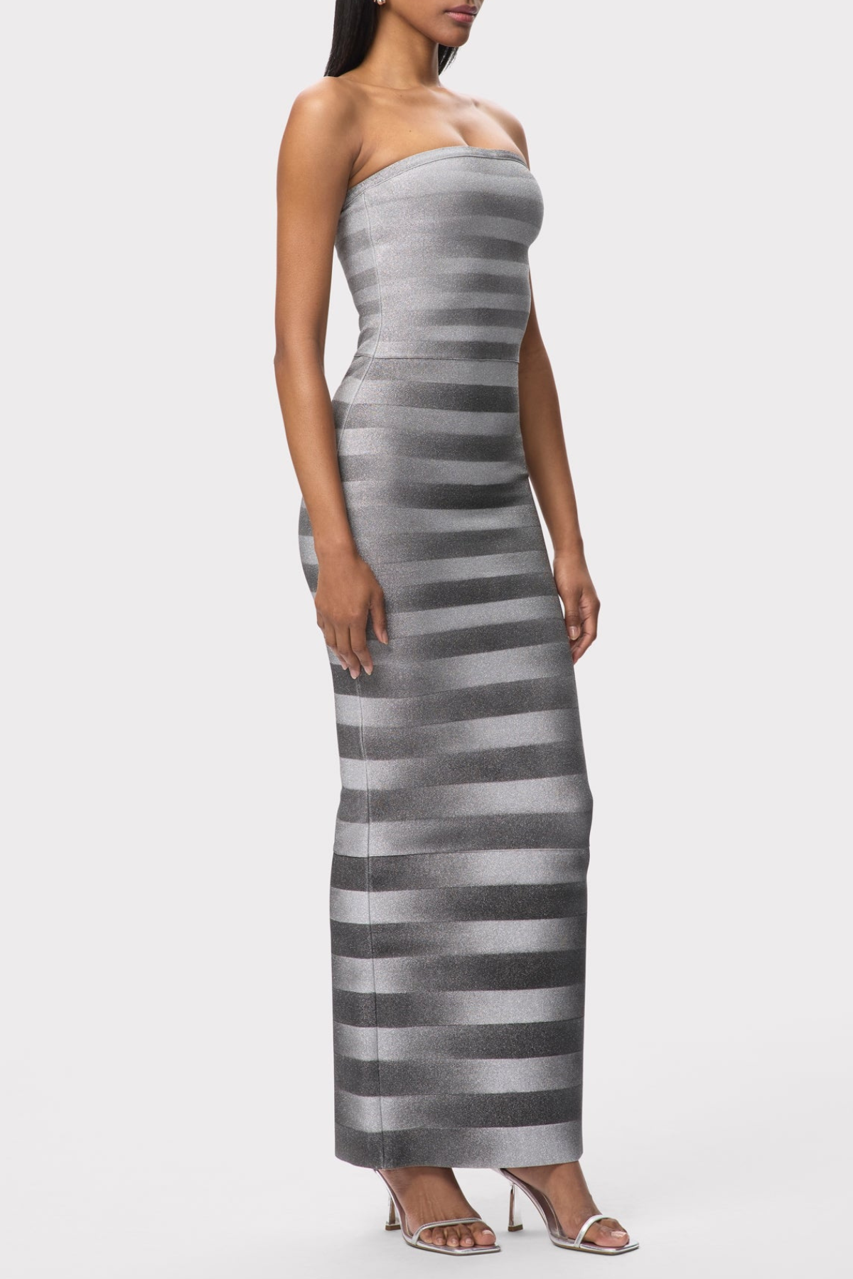 Caiasa Strapless Metallic Maxi Bandage Dress