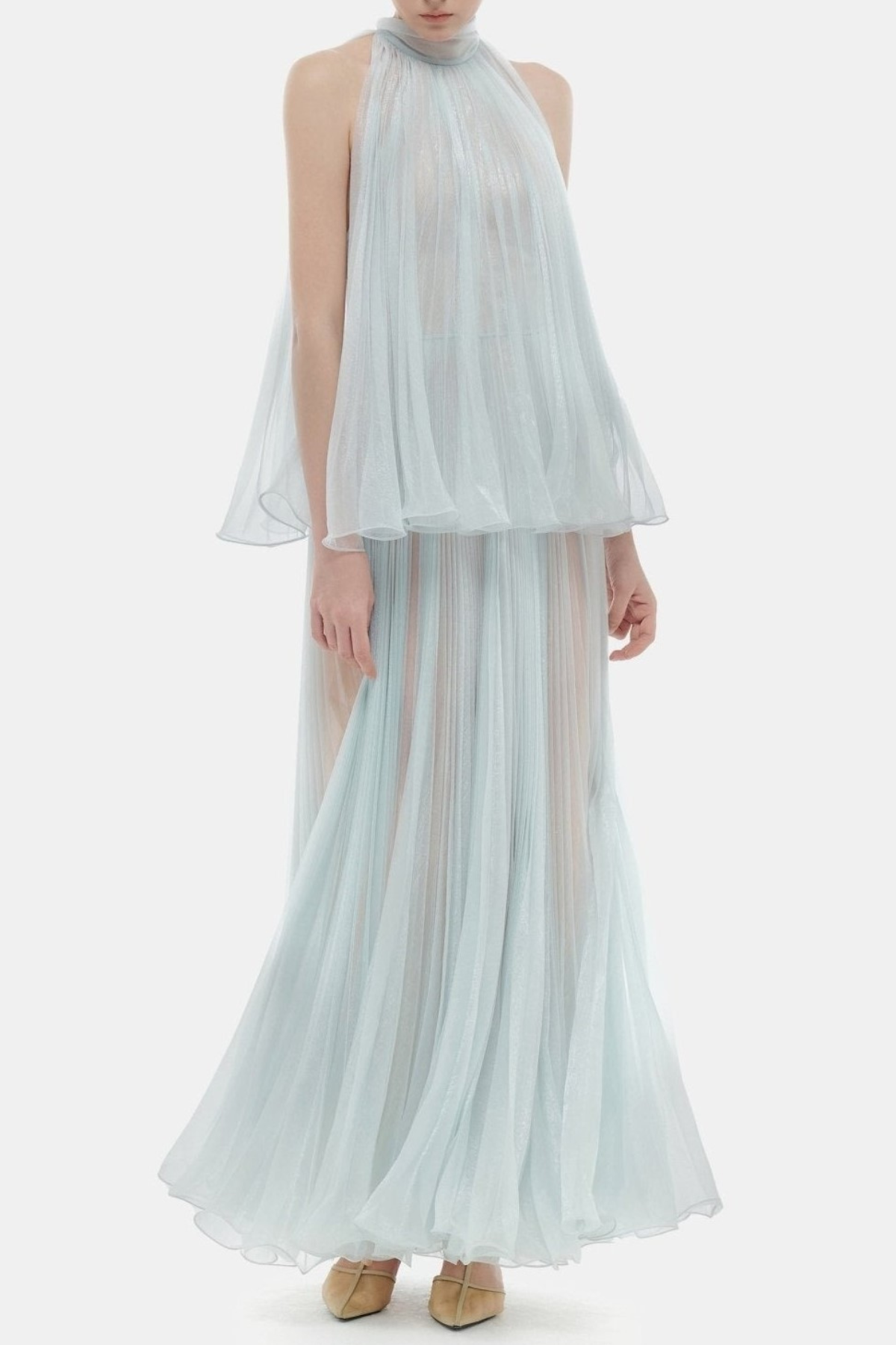 Cailyn Sleeveless Pleated Maxi Dress - Blue