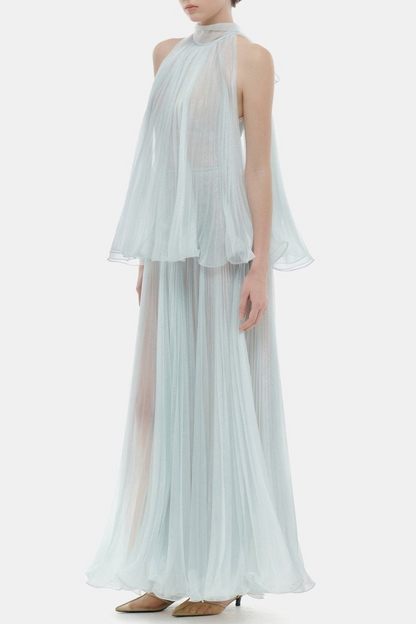 Cailyn Sleeveless Pleated Maxi Dress - Blue