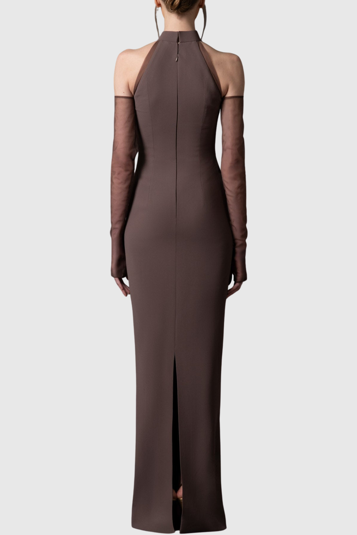 Caldsa Crystal Embellished Mesh Cutout Maxi Dress