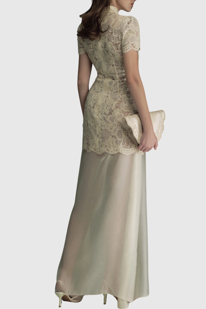 Calina Lace Tulle Maxi Dress