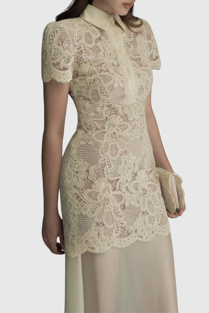 Calina Lace Tulle Maxi Dress