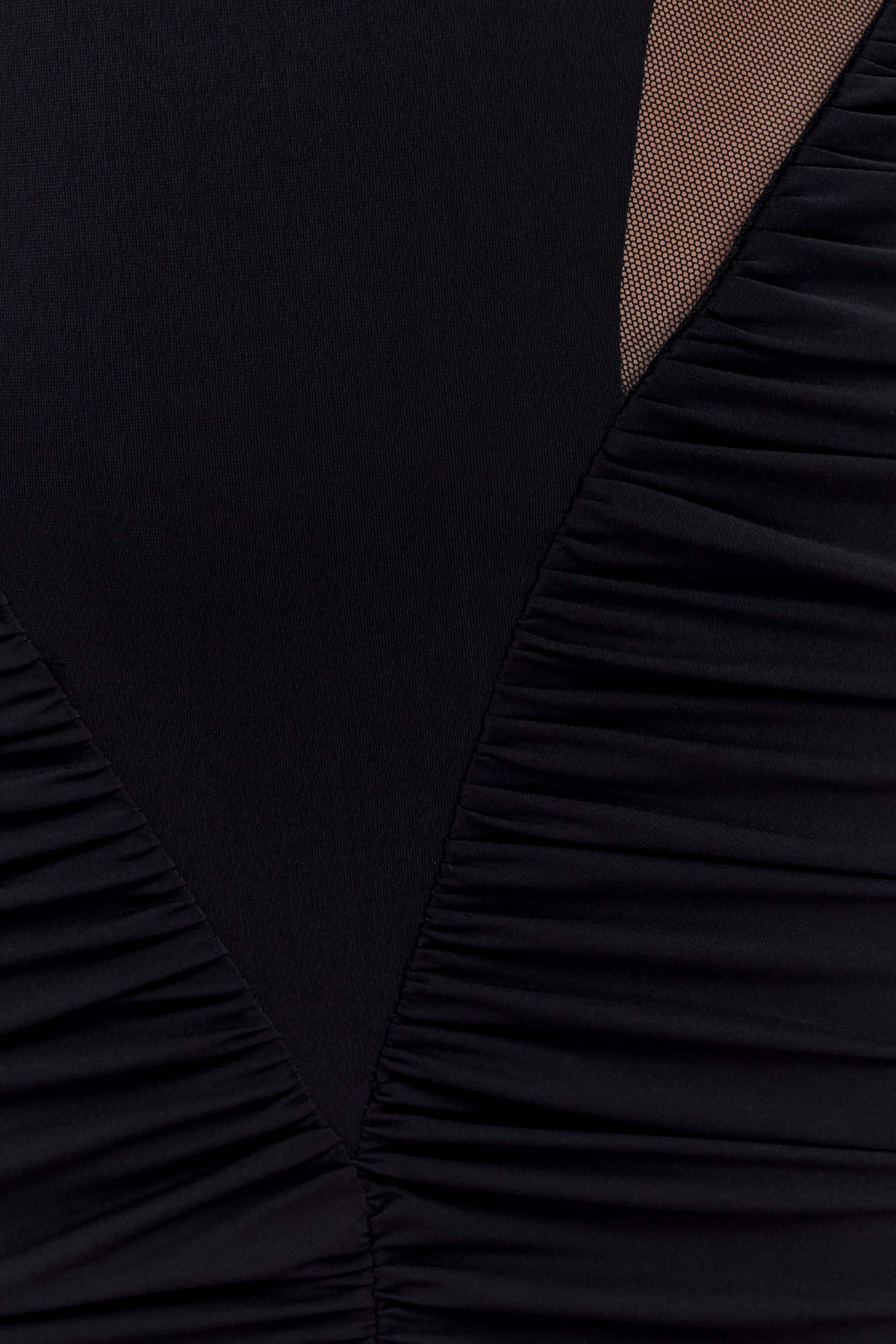 Calix Mesh Ruched Maxi Dress - Black