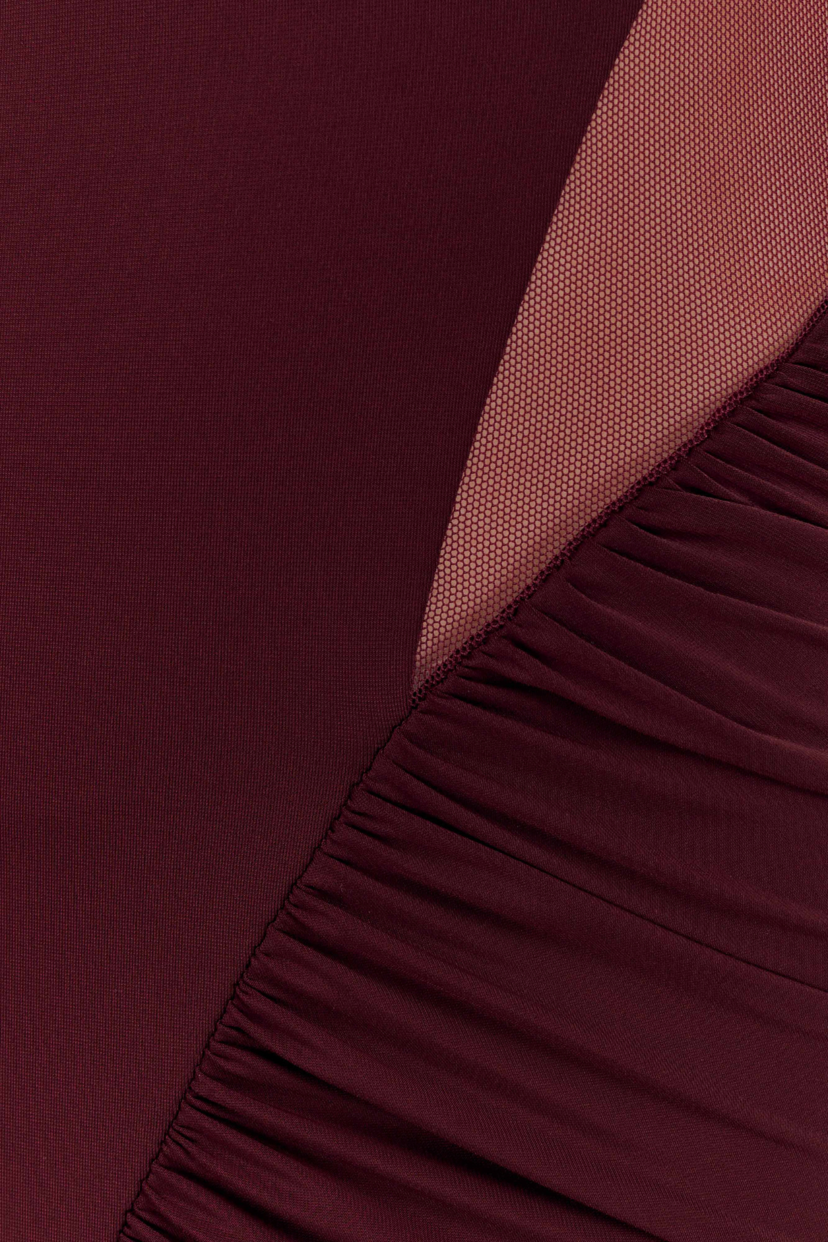 Calix Mesh Ruched Maxi Dress - Wine
