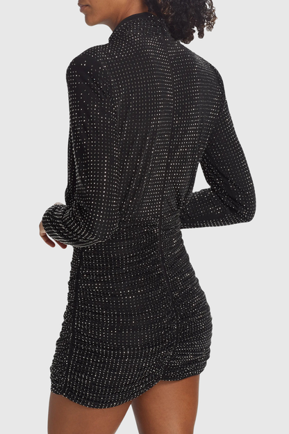 Callaha Crystal Embellished Ruched Mini Dress