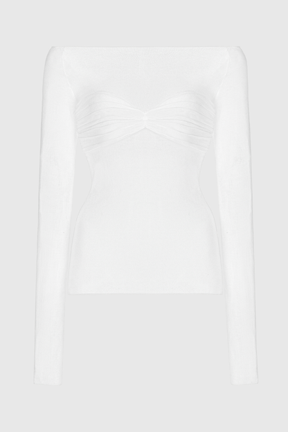 Callumo Off Shoulder Mesh Top - White