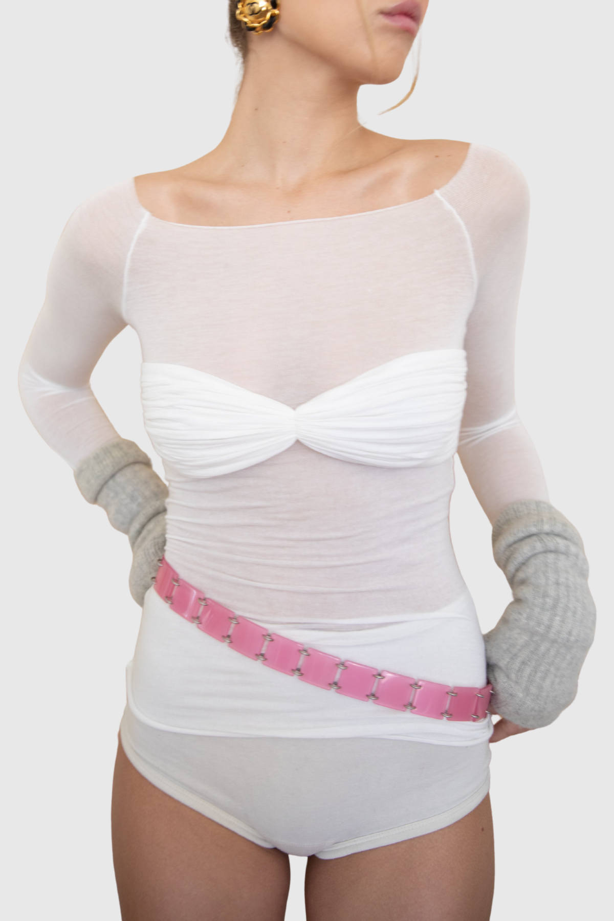 Callumo Off Shoulder Mesh Top - White