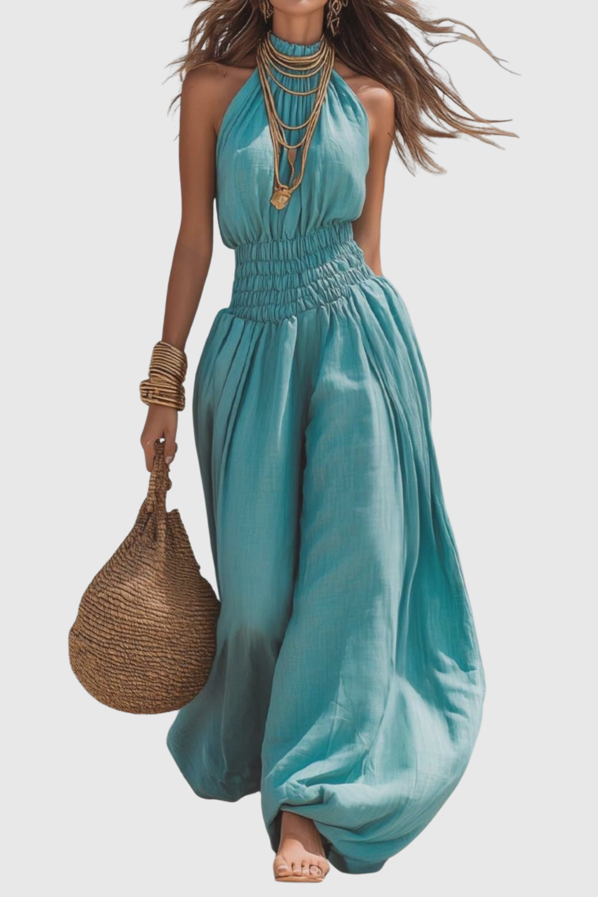 Callyo Halter Ruched Balloon Jumpsuit