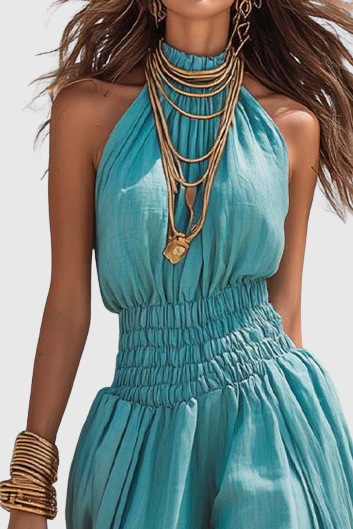 Callyo Halter Ruched Balloon Jumpsuit