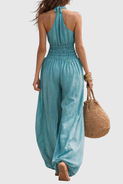 Callyo Halter Ruched Balloon Jumpsuit