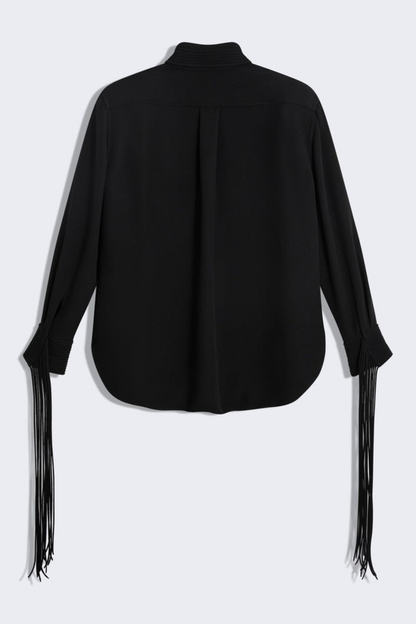 Calvra Fringe Buttoned Shirt - Black