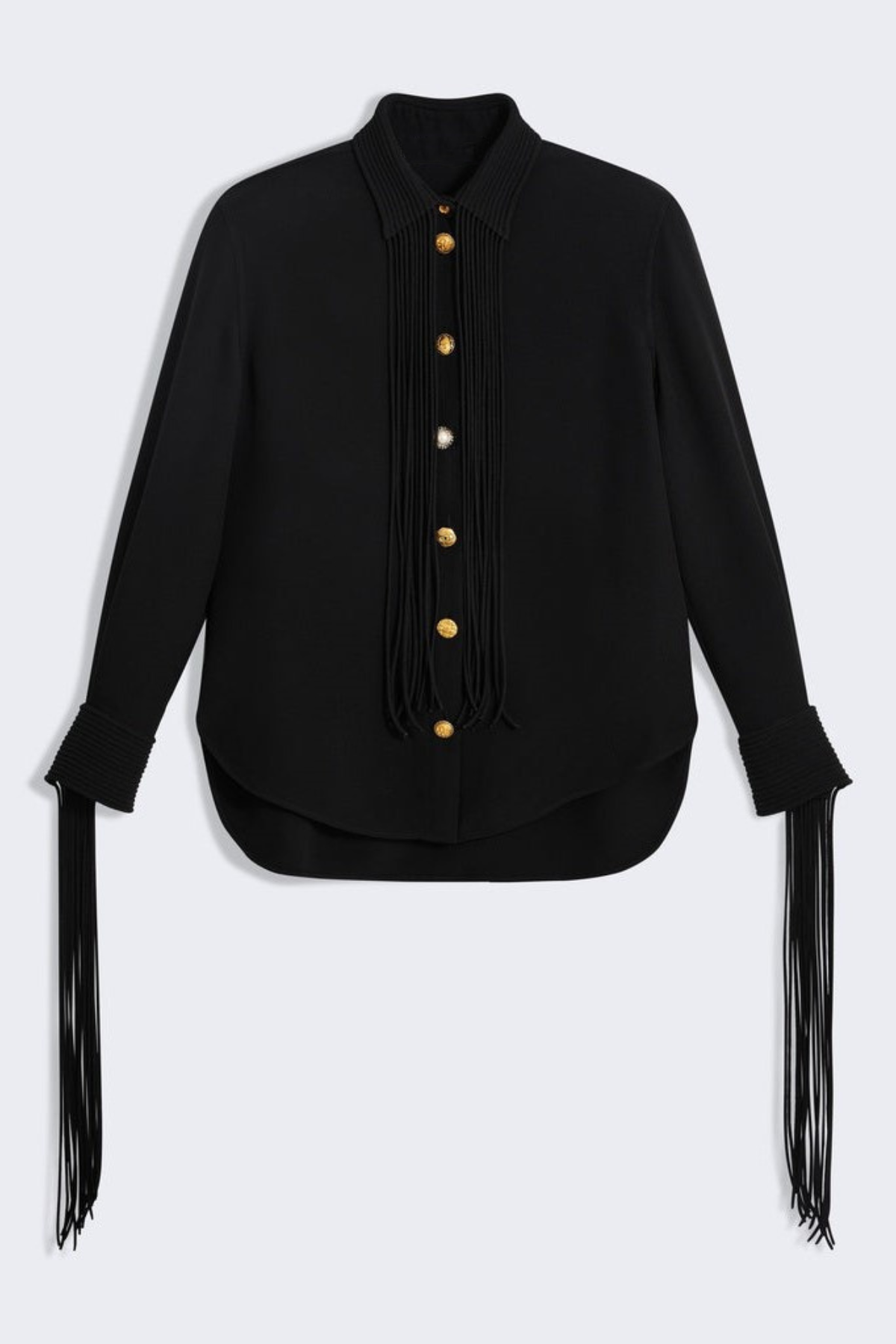Calvra Fringe Buttoned Shirt - Black
