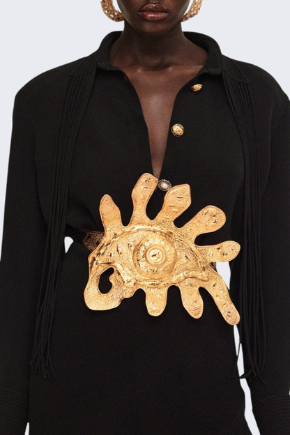 Calvra Fringe Buttoned Shirt - Black