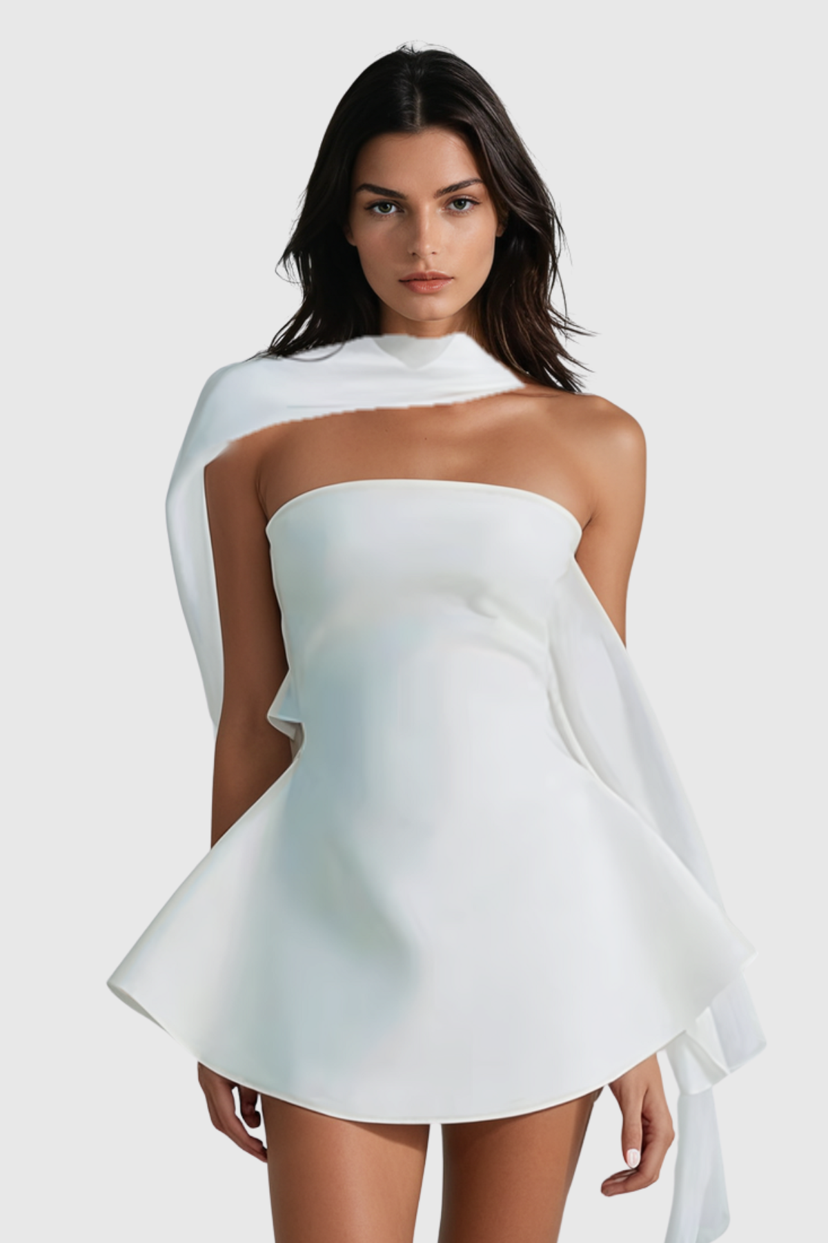 Calwa Scarf Strapless Flare Mini Dress