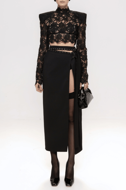 Cambya Lace Top & Midi Skirt Set