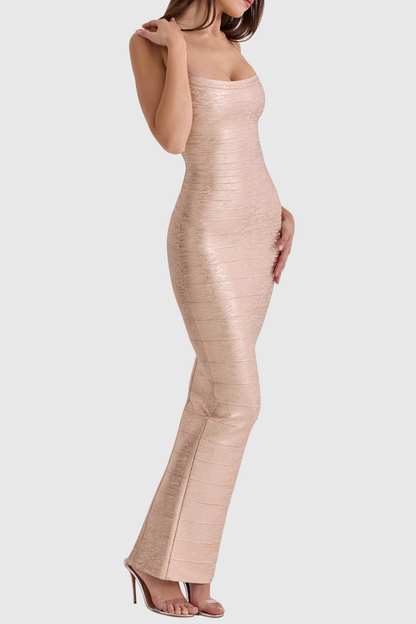 Camellia Metallic Maxi Bandage Dress