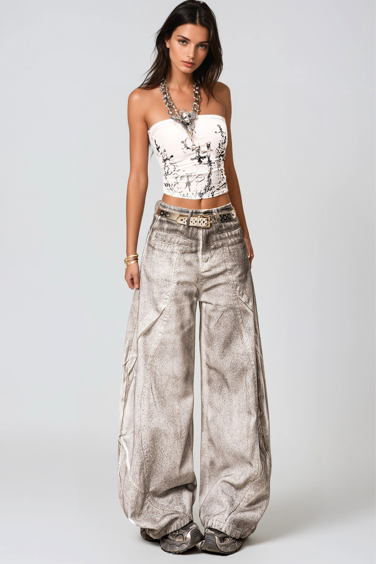 Caoimh Bleached Wide Leg Jeans