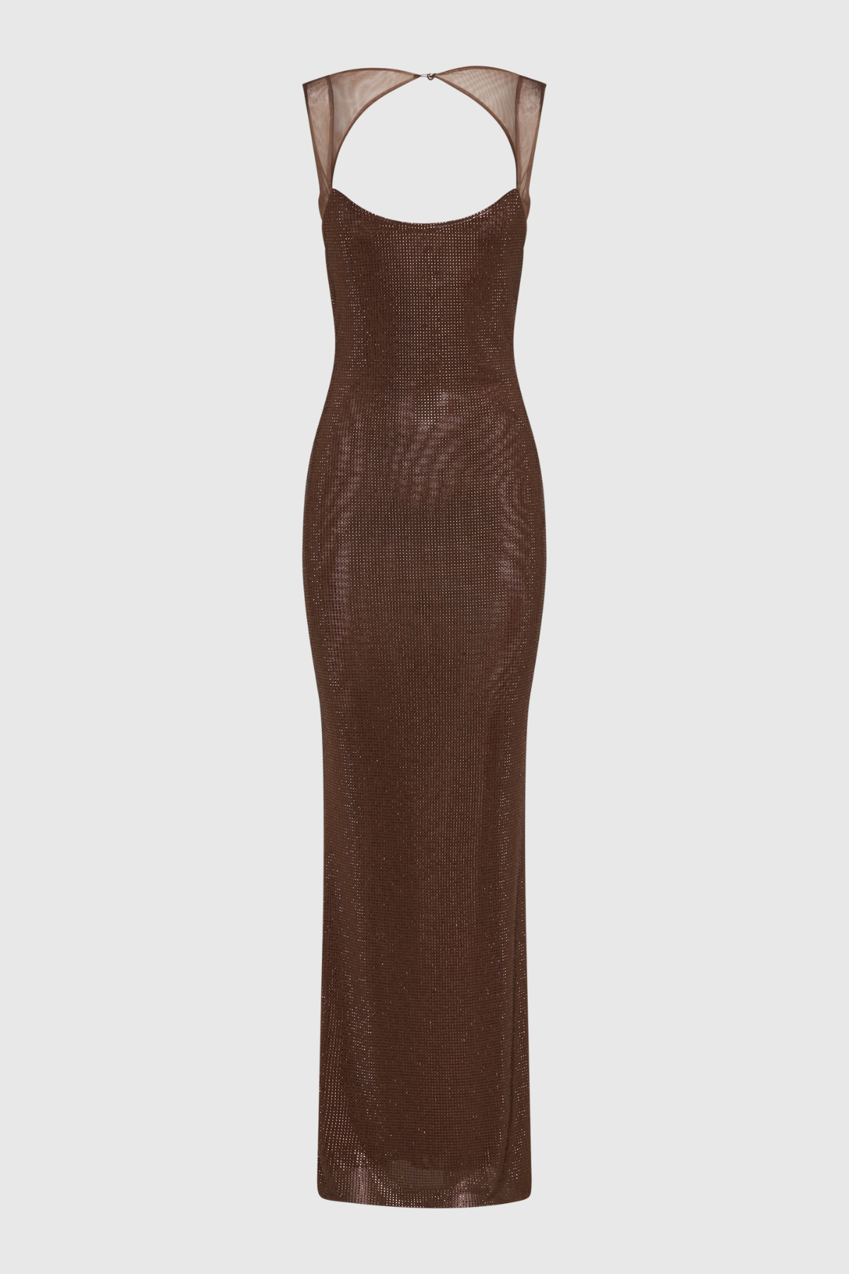 Caria Crystal Embellished Backless Maxi Dress - Brown