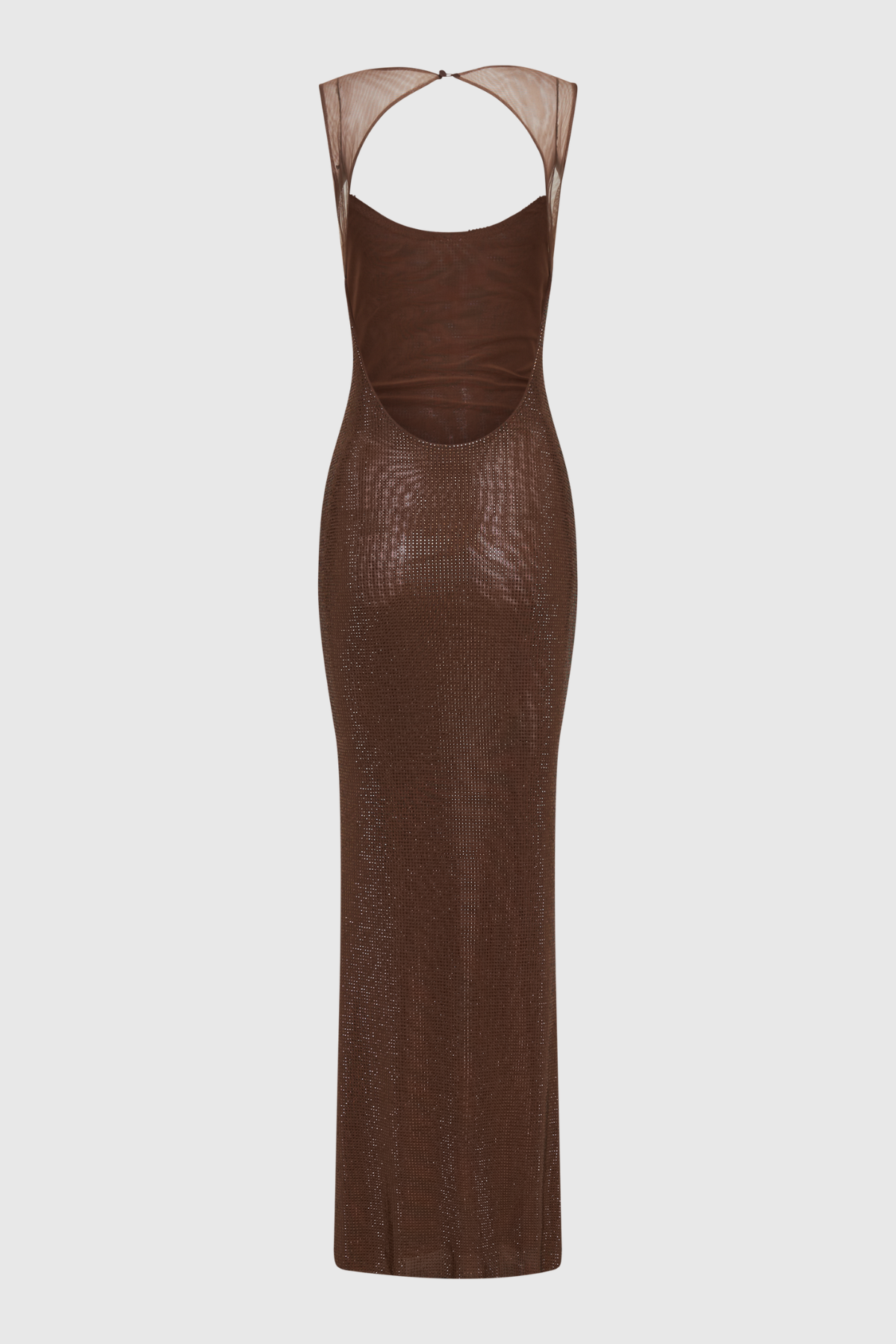 Caria Crystal Embellished Backless Maxi Dress - Brown