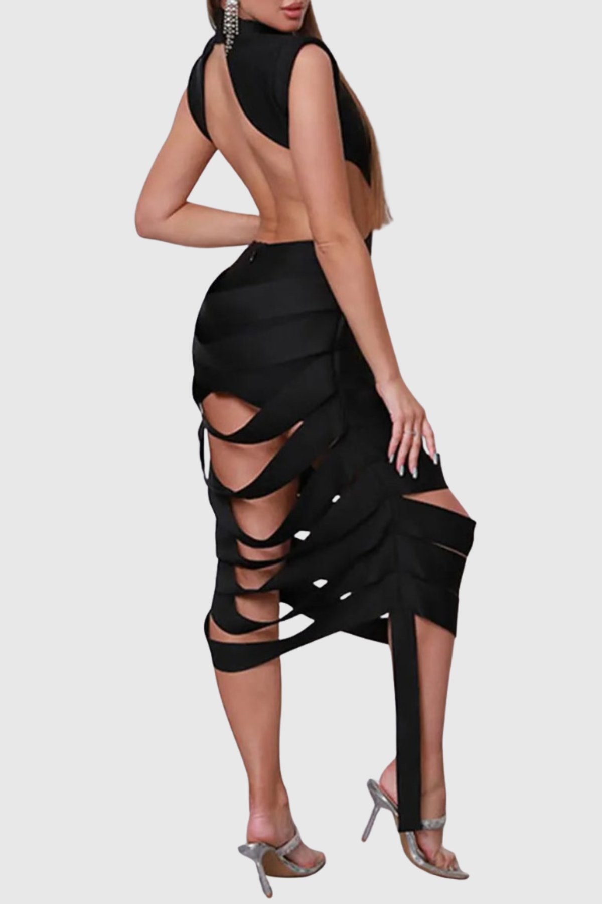 Carla Sleeveless Cutout Midi Bandage Dress