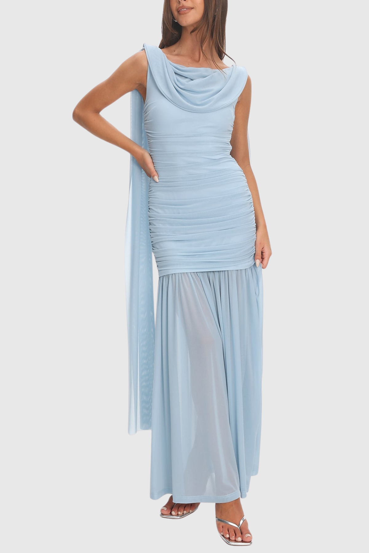 Carlare Sleeveless Draped Maxi Dress - Blue