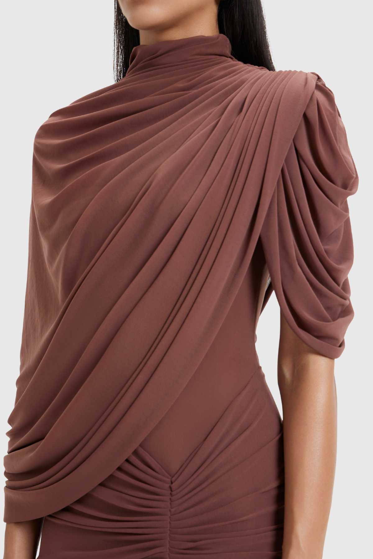 Carlos Asymmetric Draped Cape Maxi Dress