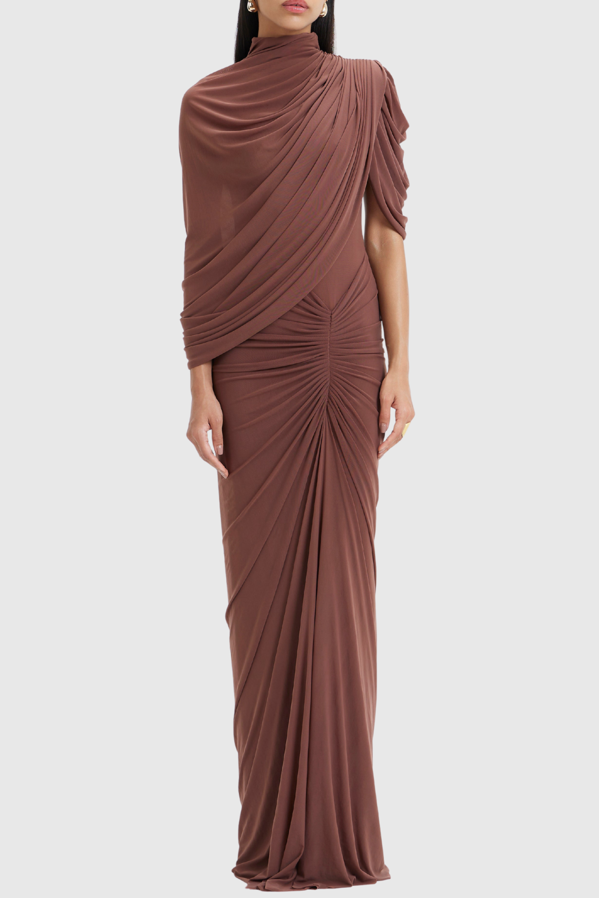 Carlos Asymmetric Draped Cape Maxi Dress