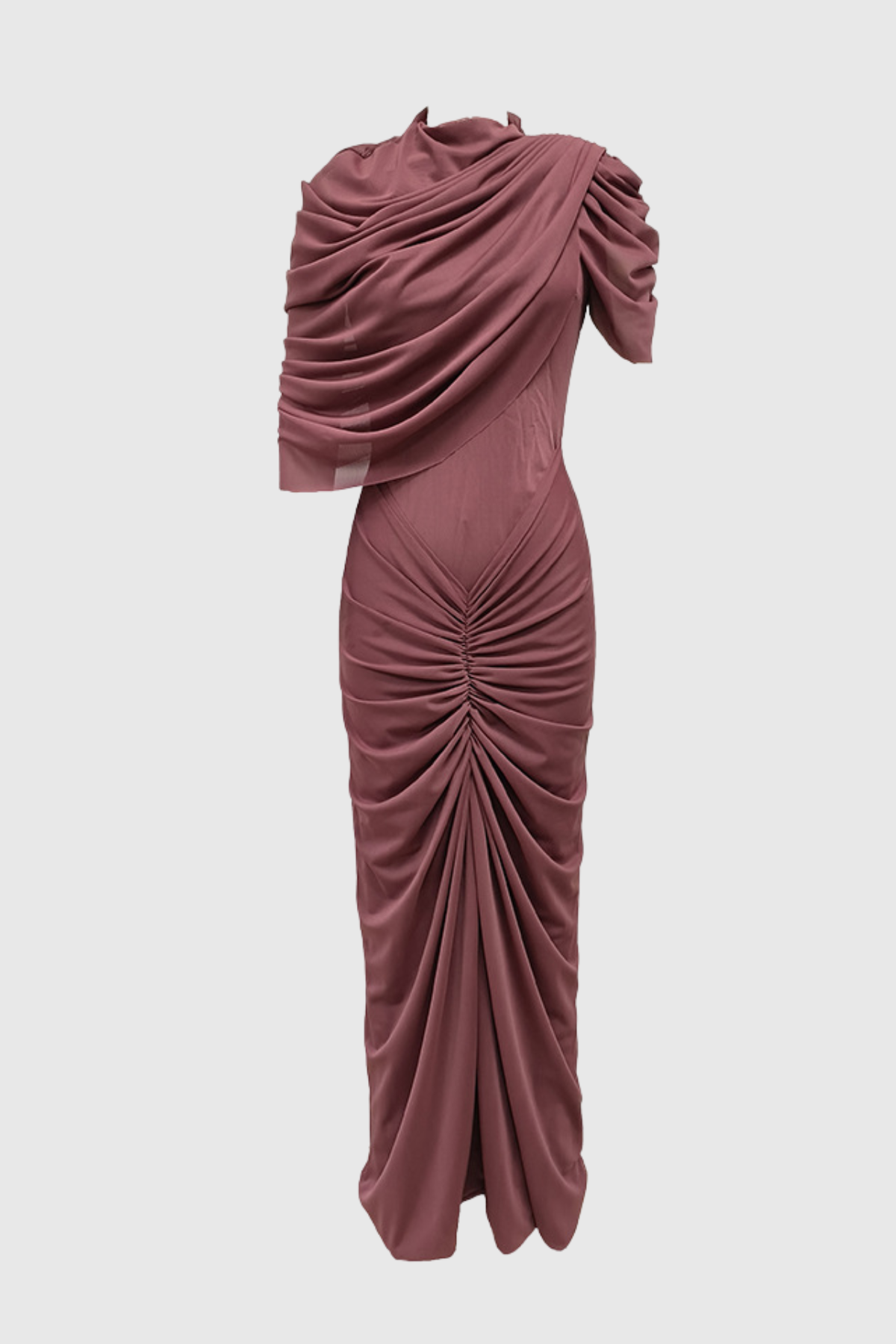Carlos Asymmetric Draped Cape Maxi Dress