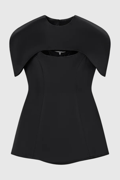 Carlotta Cape Sculptural Top & Maxi Dress Set - Black