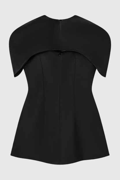 Carlotta Cape Sculptural Top & Maxi Dress Set - Black