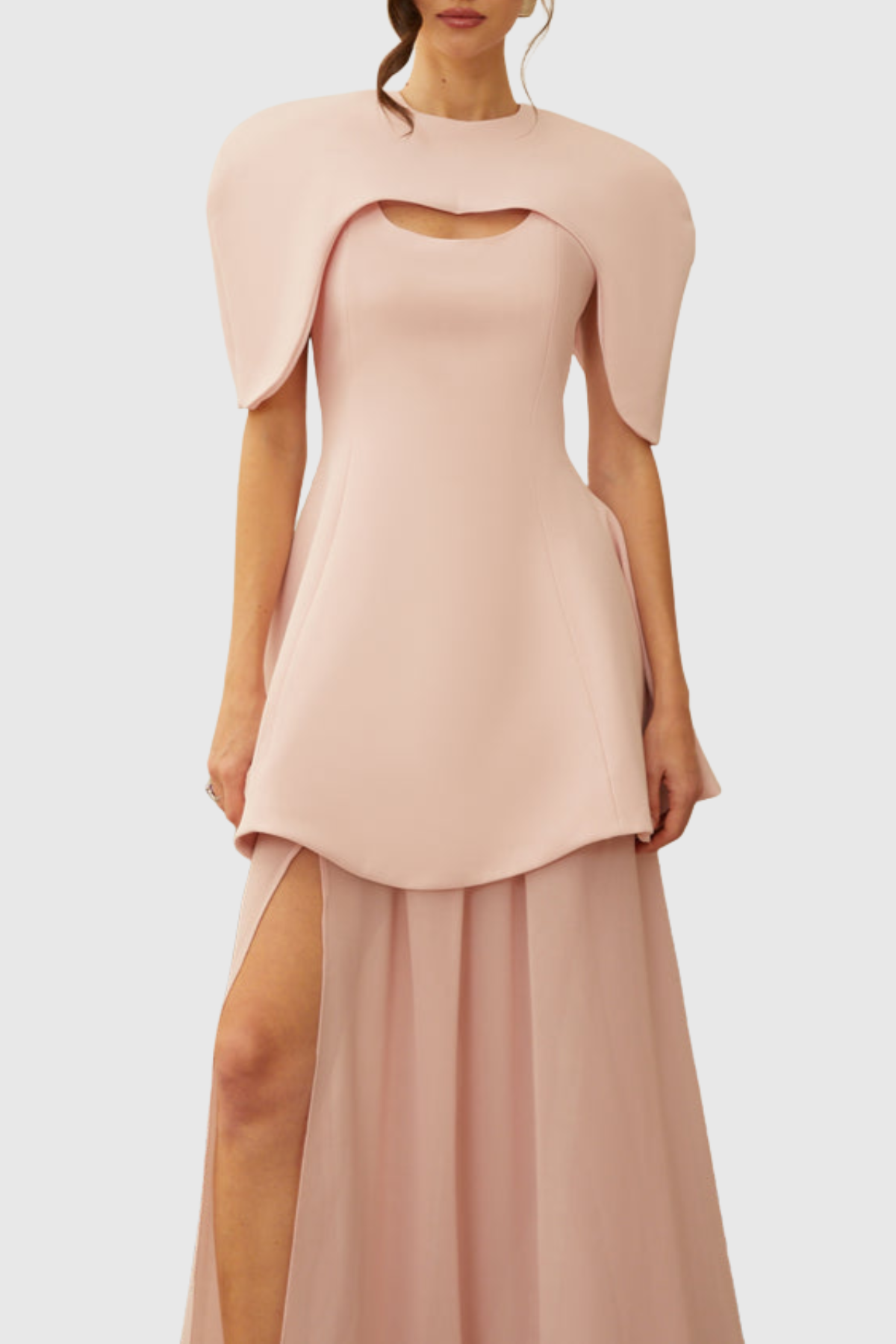 Carlotta Cape Sculptural Top & Maxi Dress Set - Pink