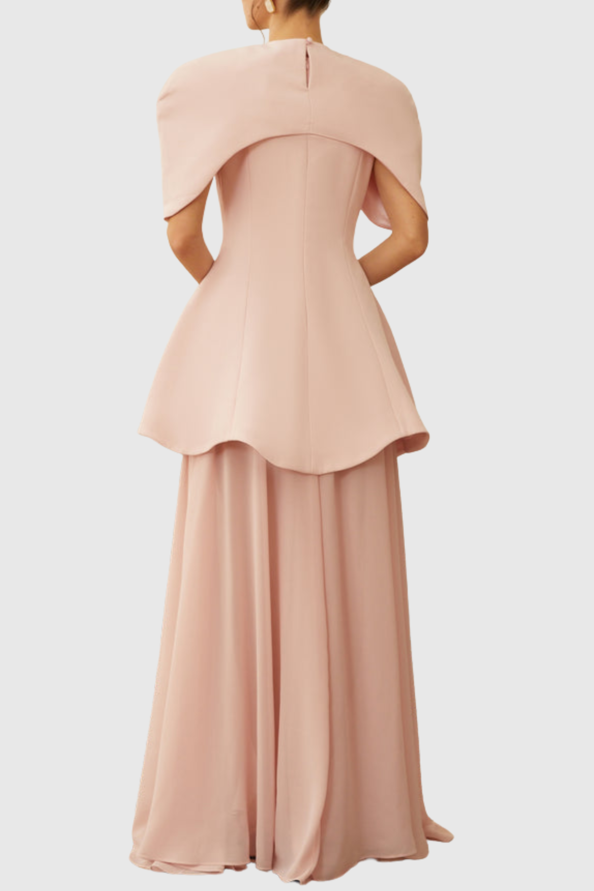 Carlotta Cape Sculptural Top & Maxi Dress Set - Pink