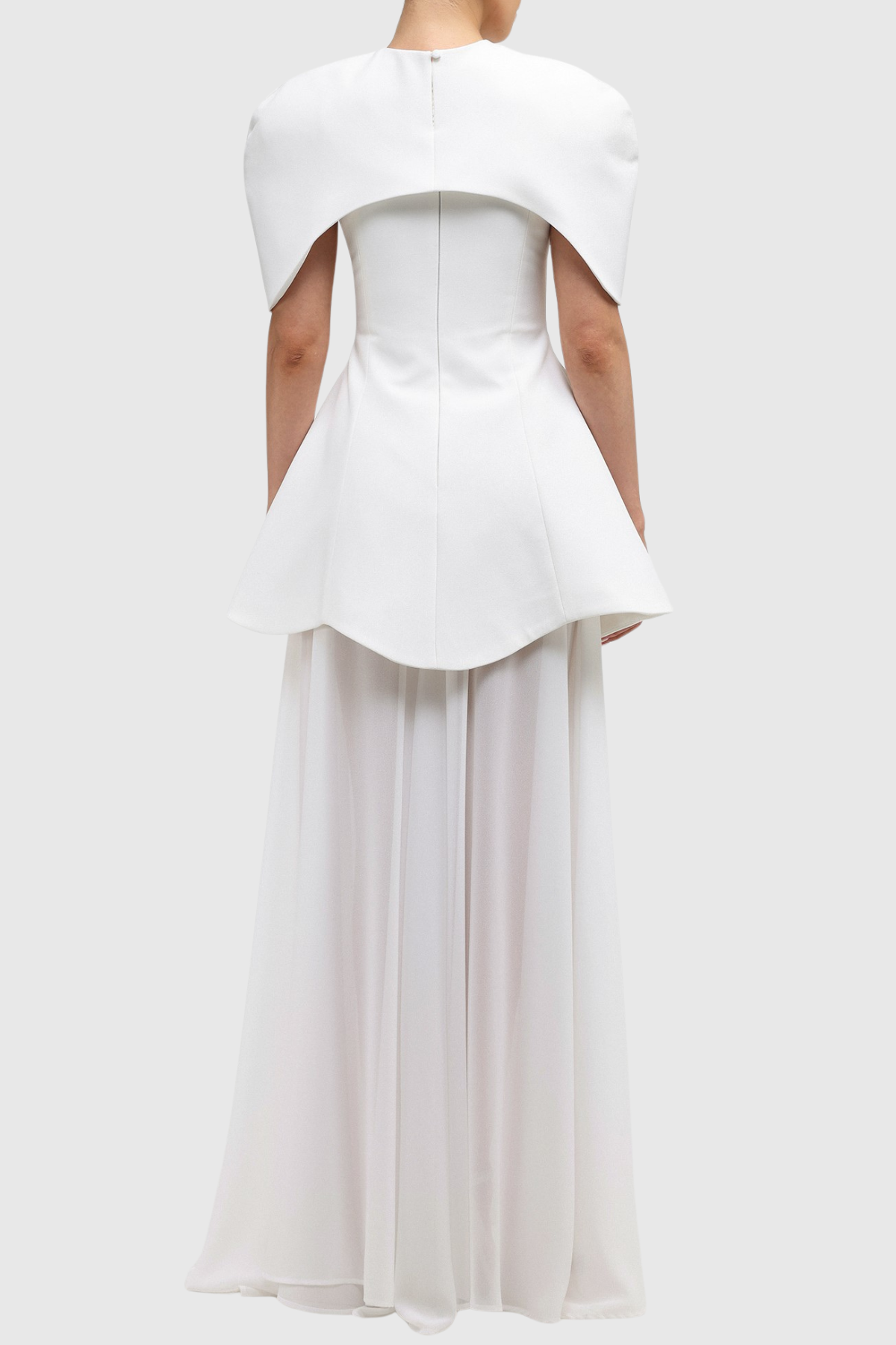 Carlotta Cape Sculptural Top & Maxi Dress Set - White