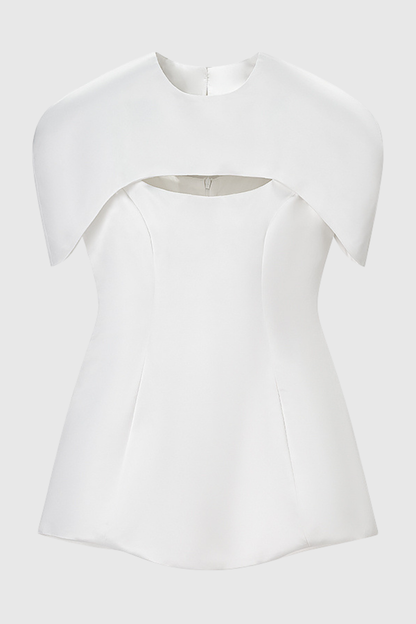 Carlotta Cape Sculptural Top & Maxi Dress Set - White