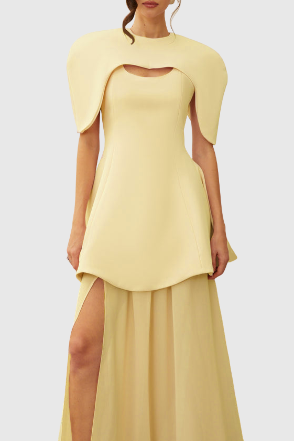 Carlotta Cape Sculptural Top & Maxi Dress Set - Yellow