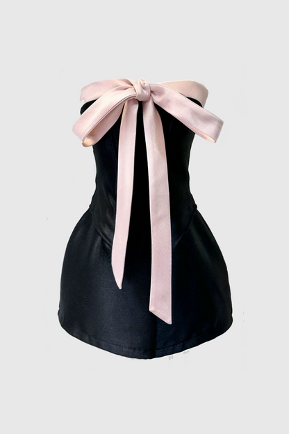 Carrolyn Bow Strapless Corset Two Piece Set