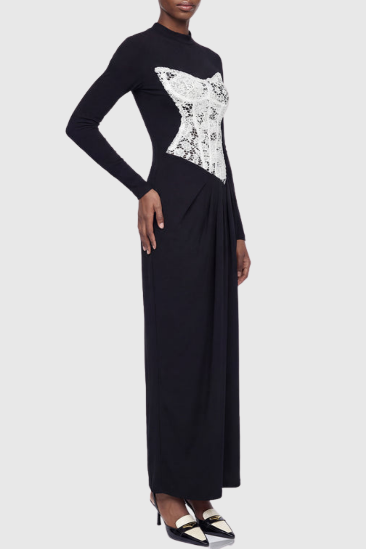 Carua Lace Ruched Maxi Dress