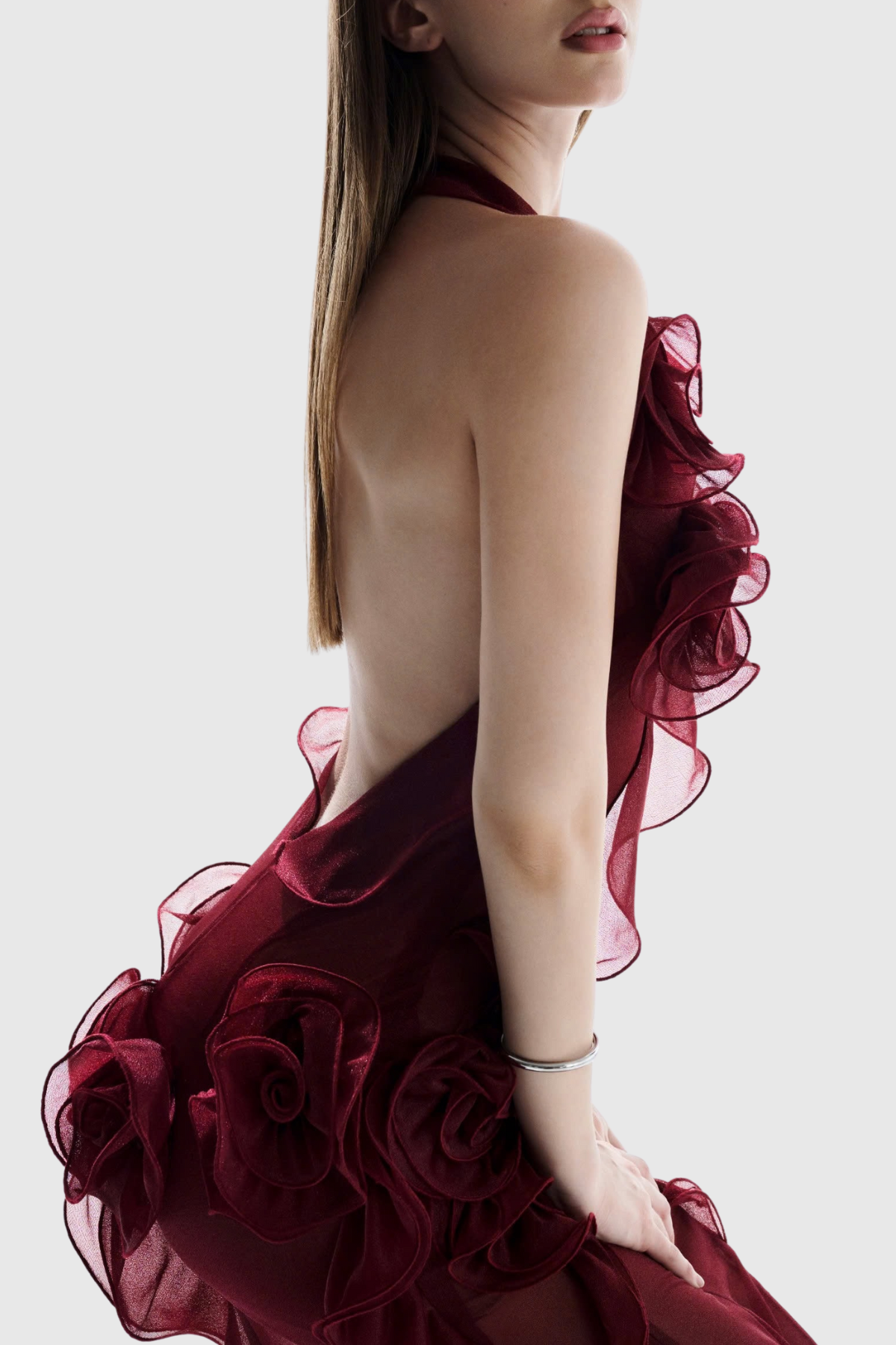 Casey Floral Halter Ruffle Mini Dress - Red