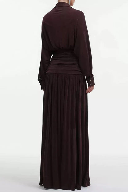 Casima V-Neck Ruched Waist Maxi Dress