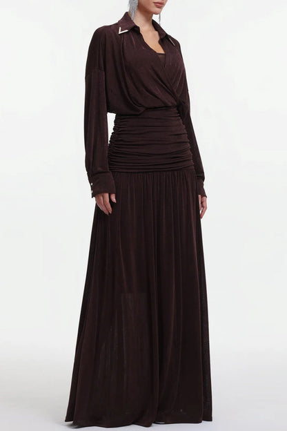 Casima V-Neck Ruched Waist Maxi Dress